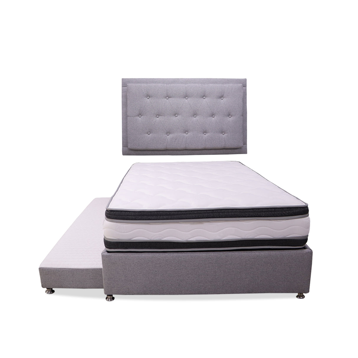 Cama Tarima Nido Blaser Gris Doble 140 X 190 Cm con Colchón con Almohadas y con Cabecero - CAMAS | Bylmo