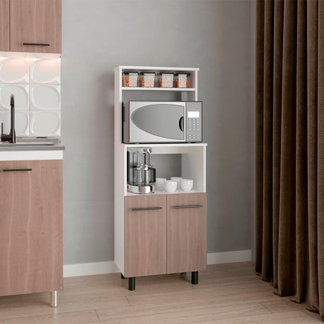 Mueble Microondas Brisa Blanco y Bardolino 54x140cm con Dos Puertas y sin Cajones - ALACENAS Y MUEBLES MICROONDAS | Bylmo