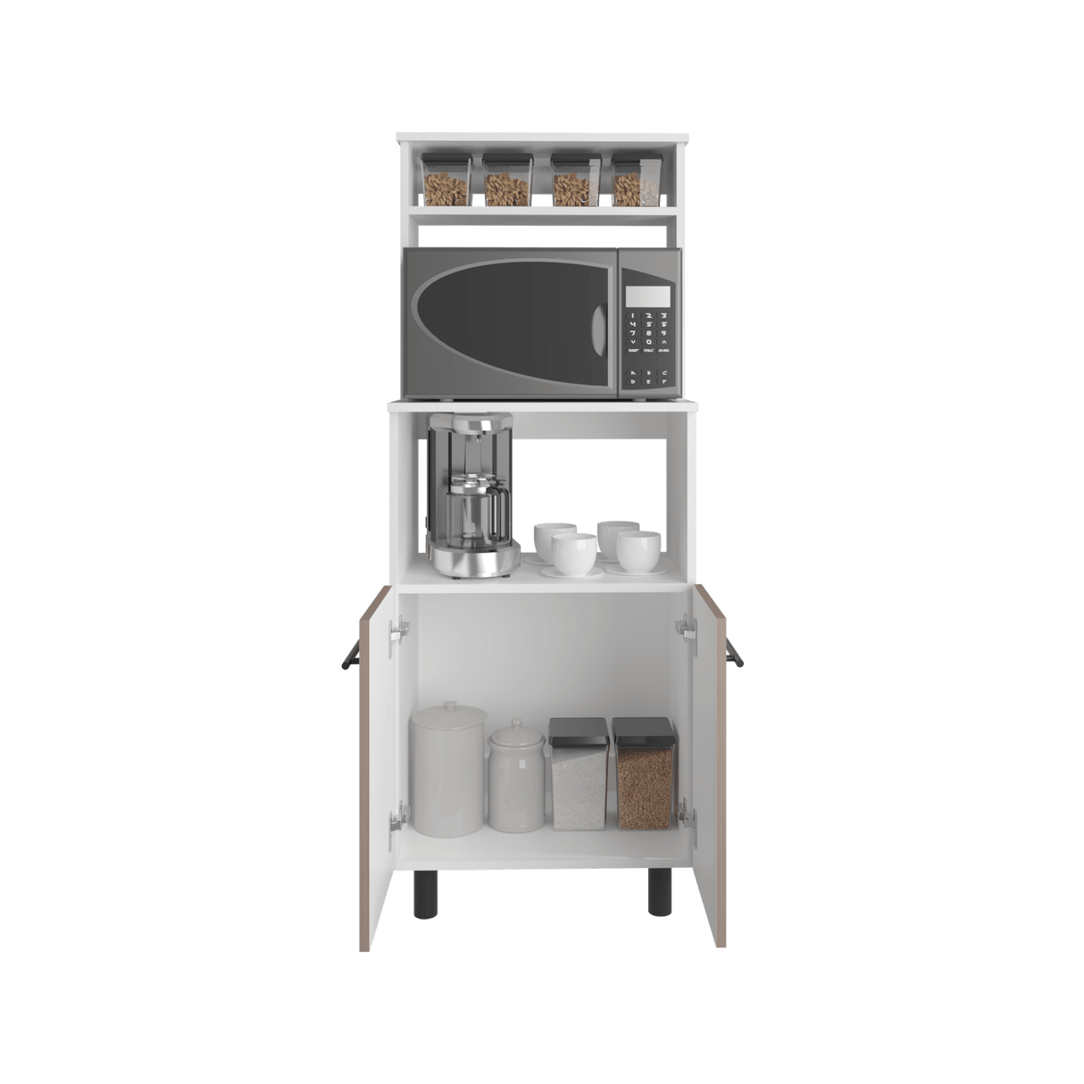 Mueble Microondas Brisa Blanco y Bardolino 54x140cm con Dos Puertas y sin Cajones - ALACENAS Y MUEBLES MICROONDAS | Bylmo