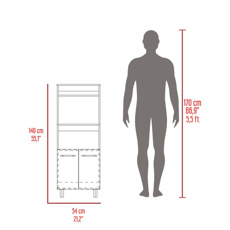 Mueble Microondas Brisa Blanco y Bardolino 54x140cm con Dos Puertas y sin Cajones - ALACENAS Y MUEBLES MICROONDAS | Bylmo
