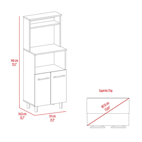 Mueble Microondas Brisa Blanco y Bardolino 54x140cm con Dos Puertas y sin Cajones - ALACENAS Y MUEBLES MICROONDAS | Bylmo