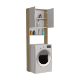 Ahorrador de Espacio Spencer Blanco y Fresno Europeo 69.6x200cm para Lavadora con Patas - MUEBLES DE ASEO Y ROPAS | Bylmo