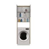 Ahorrador de Espacio Spencer Blanco y Fresno Europeo 69.6x200cm para Lavadora con Patas - MUEBLES DE ASEO Y ROPAS | Bylmo