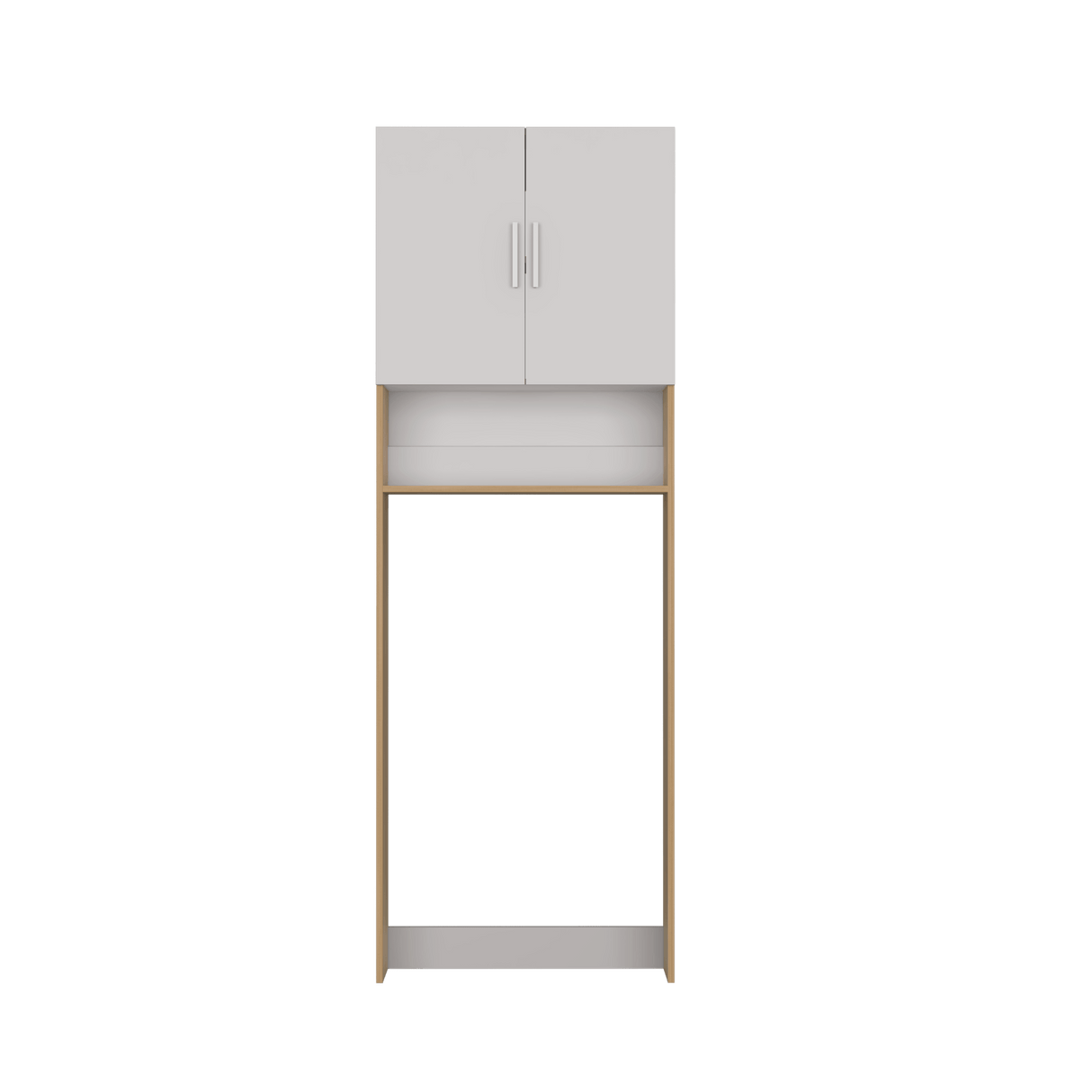 Ahorrador de Espacio Spencer Blanco y Fresno Europeo 69.6x200cm para Lavadora con Patas - MUEBLES DE ASEO Y ROPAS | Bylmo