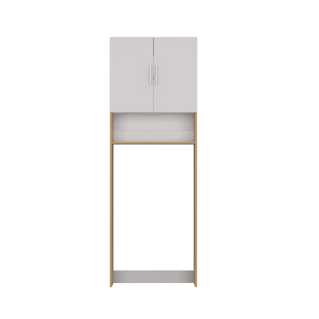 Ahorrador de Espacio Spencer Blanco y Fresno Europeo 69.6x200cm para Lavadora con Patas - MUEBLES DE ASEO Y ROPAS | Bylmo