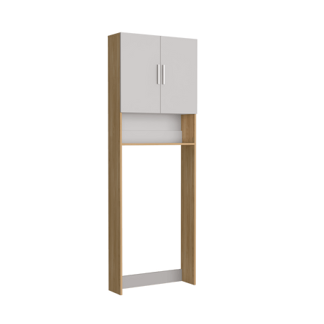 Ahorrador de Espacio Spencer Blanco y Fresno Europeo 69.6x200cm para Lavadora con Patas - MUEBLES DE ASEO Y ROPAS | Bylmo