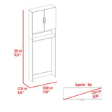 Ahorrador de Espacio Spencer Blanco y Fresno Europeo 69.6x200cm para Lavadora con Patas - MUEBLES DE ASEO Y ROPAS | Bylmo