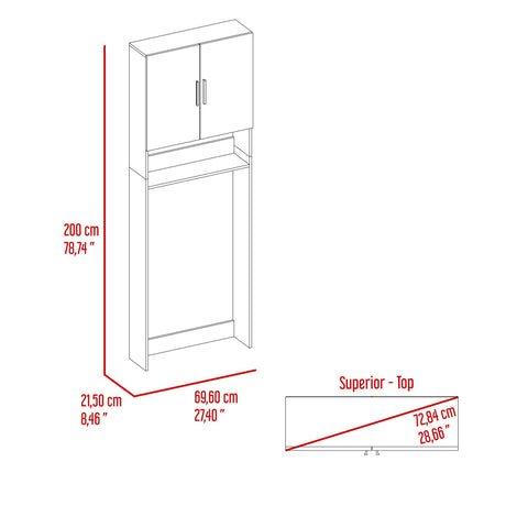Ahorrador de Espacio Spencer Blanco y Fresno Europeo 69.6x200cm para Lavadora con Patas - MUEBLES DE ASEO Y ROPAS | Bylmo