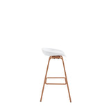 Set x 2 Sillas Bar Blanco y Cafe Claro 52x86cm con Asiento Ovalado y sin Espaldar - SILLAS Y BUTACOS | Bylmo