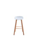 Set x 2 Sillas Bar Blanco y Cafe Claro 52x86cm con Asiento Ovalado y sin Espaldar - SILLAS Y BUTACOS | Bylmo