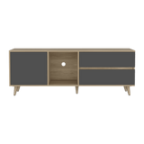 Rack de TV Salem Fresno y Plomo 158.4x58.4cm para TV Hasta 65" Pulgadas con Cinco Compartimientos y con Dos Cajones - MUEBLES DE TV | Bylmo