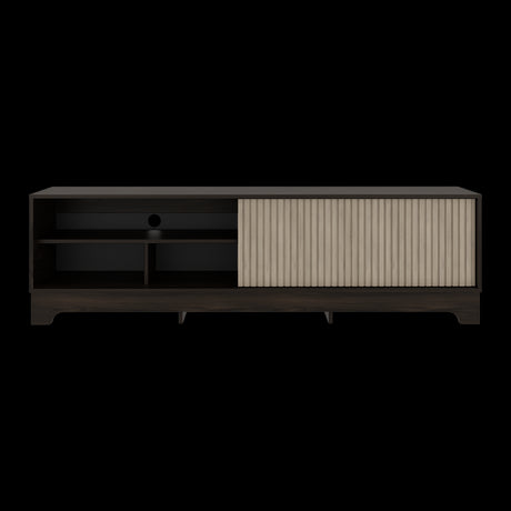 Centro de Entretenimiento Smith Nogal y Roble Natural 180x52.4cm para TV Hasta 75" Pulgadas con Cuatro Compartimientos - MUEBLES DE TV | Bylmo
