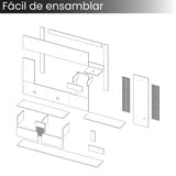 Panel de TV Isolde Capri y Fresno 208.7x132.2cm para TV Hasta 65" Pulgadas con Seis Compartimientos - MUEBLES DE TV | Bylmo