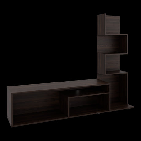 Mesa para TV Lugano Nogal 170x134.4cm para TV Hasta 55" Pulgadas con Siete Compartimientos - MUEBLES DE TV | Bylmo