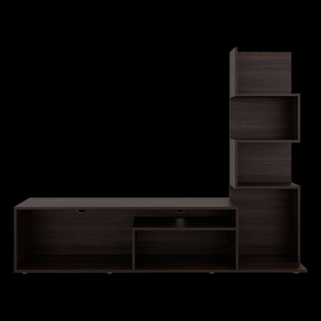 Mesa para TV Lugano Nogal 170x134.4cm para TV Hasta 55" Pulgadas con Siete Compartimientos - MUEBLES DE TV | Bylmo