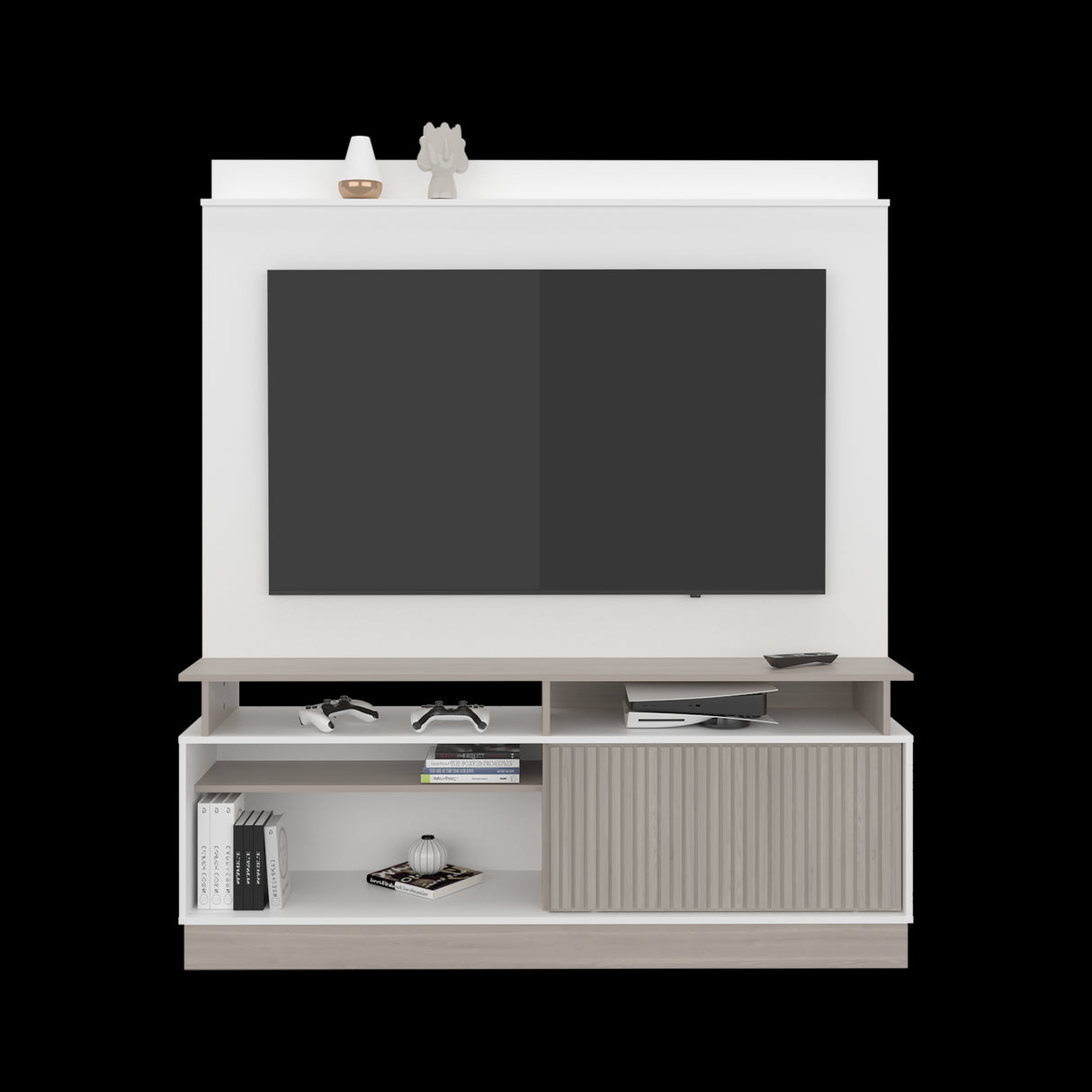Rack de TV Thun Blanco y Bardolino 160x182.5cm para TV Hasta 70" Pulgadas con Siete Compartimientos - MUEBLES DE TV | Bylmo
