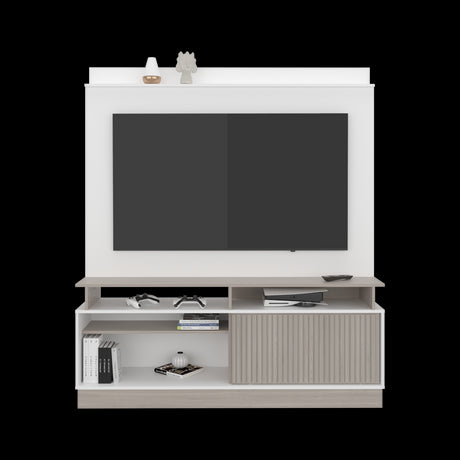 Rack de TV Thun Blanco y Bardolino 160x182.5cm para TV Hasta 70" Pulgadas con Siete Compartimientos - MUEBLES DE TV | Bylmo