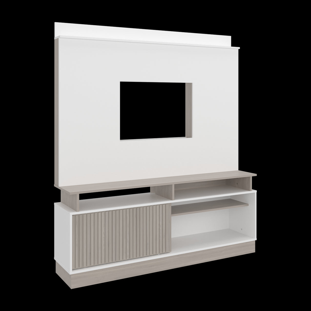 Rack de TV Thun Blanco y Bardolino 160x182.5cm para TV Hasta 70" Pulgadas con Siete Compartimientos - MUEBLES DE TV | Bylmo