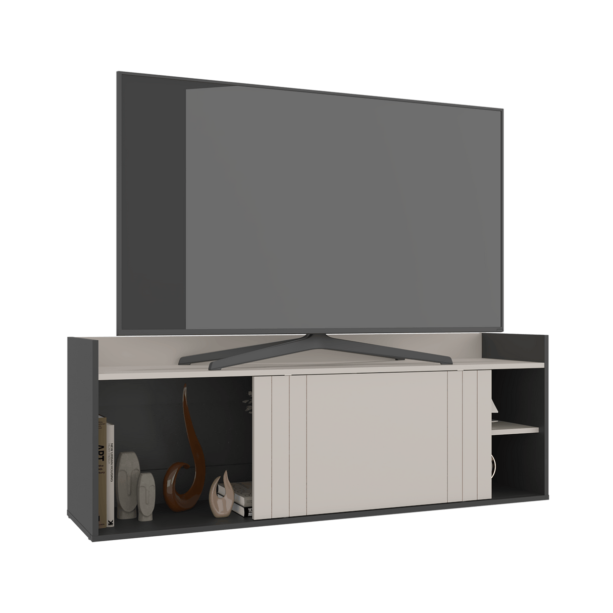 Mesa para TV Cuera Capri y Wengue 141.1x51.6cm para TV Hasta 60" Pulgadas con Cuatro Compartimientos - MUEBLES DE TV | Bylmo