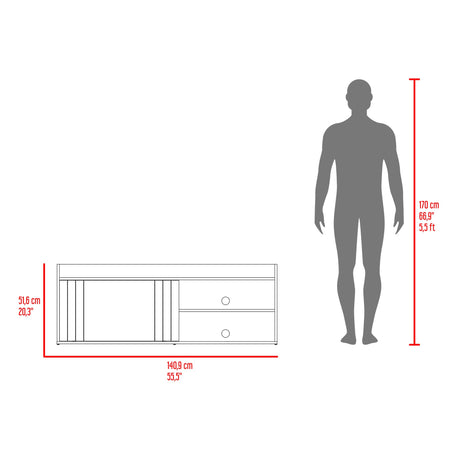 Mesa para TV Cuera Capri y Wengue 141.1x51.6cm para TV Hasta 60" Pulgadas con Cuatro Compartimientos - MUEBLES DE TV | Bylmo