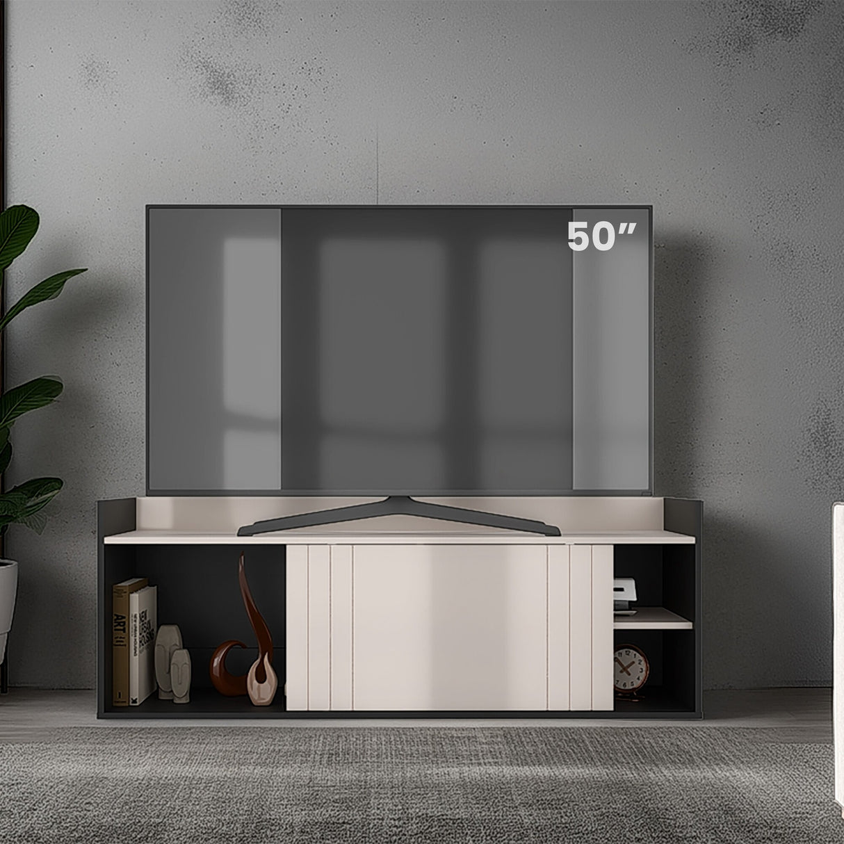 Mesa para TV Cuera Capri y Wengue 141.1x51.6cm para TV Hasta 60" Pulgadas con Cuatro Compartimientos - MUEBLES DE TV | Bylmo