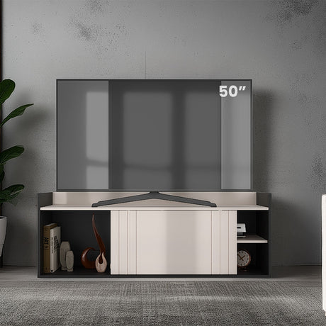 Mesa para TV Cuera Capri y Wengue 141.1x51.6cm para TV Hasta 60" Pulgadas con Cuatro Compartimientos - MUEBLES DE TV | Bylmo