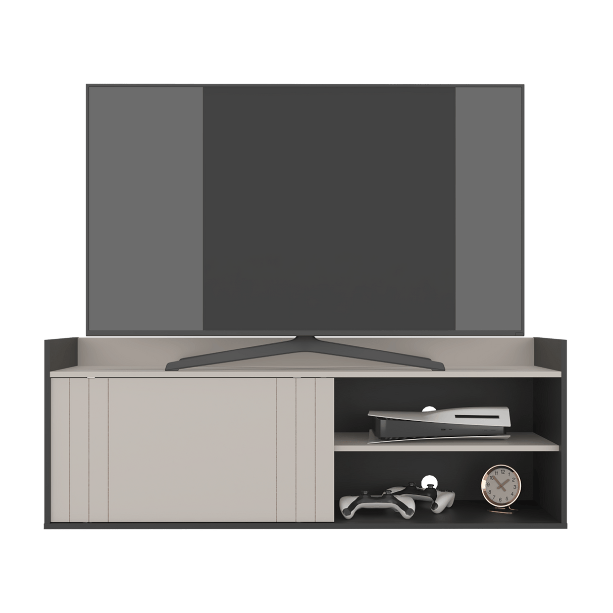 Mesa para TV Cuera Capri y Wengue 141.1x51.6cm para TV Hasta 60" Pulgadas con Cuatro Compartimientos - MUEBLES DE TV | Bylmo
