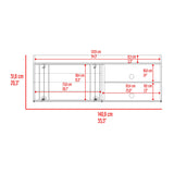 Mesa para TV Cuera Capri y Wengue 141.1x51.6cm para TV Hasta 60" Pulgadas con Cuatro Compartimientos - MUEBLES DE TV | Bylmo
