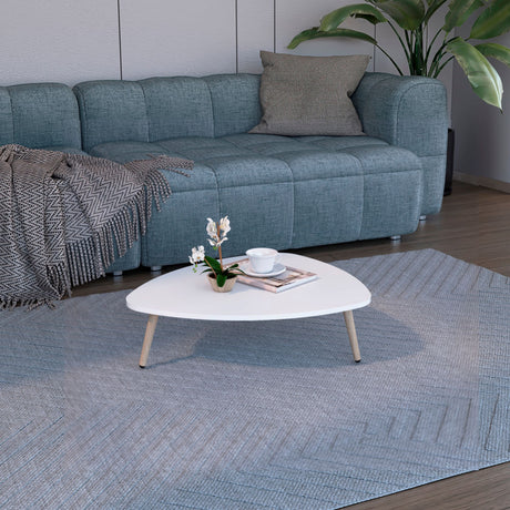 Mesa de Centro Narvik Blanco 74x21.5cm Triangular con Patas - MESAS DE CENTRO | Bylmo