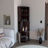 Bar Esquinero Renens Nogal 46.9x180.6cm con Siete Compartimientos con Un Portacopas y con Ocho Portabotellas - BARES | Bylmo