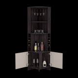 Bar Esquinero Renens Nogal 46.9x180.6cm con Siete Compartimientos con Un Portacopas y con Ocho Portabotellas - BARES | Bylmo