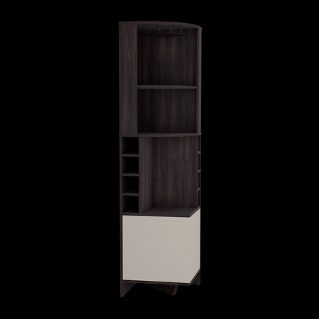 Bar Esquinero Renens Nogal 46.9x180.6cm con Siete Compartimientos con Un Portacopas y con Ocho Portabotellas - BARES | Bylmo