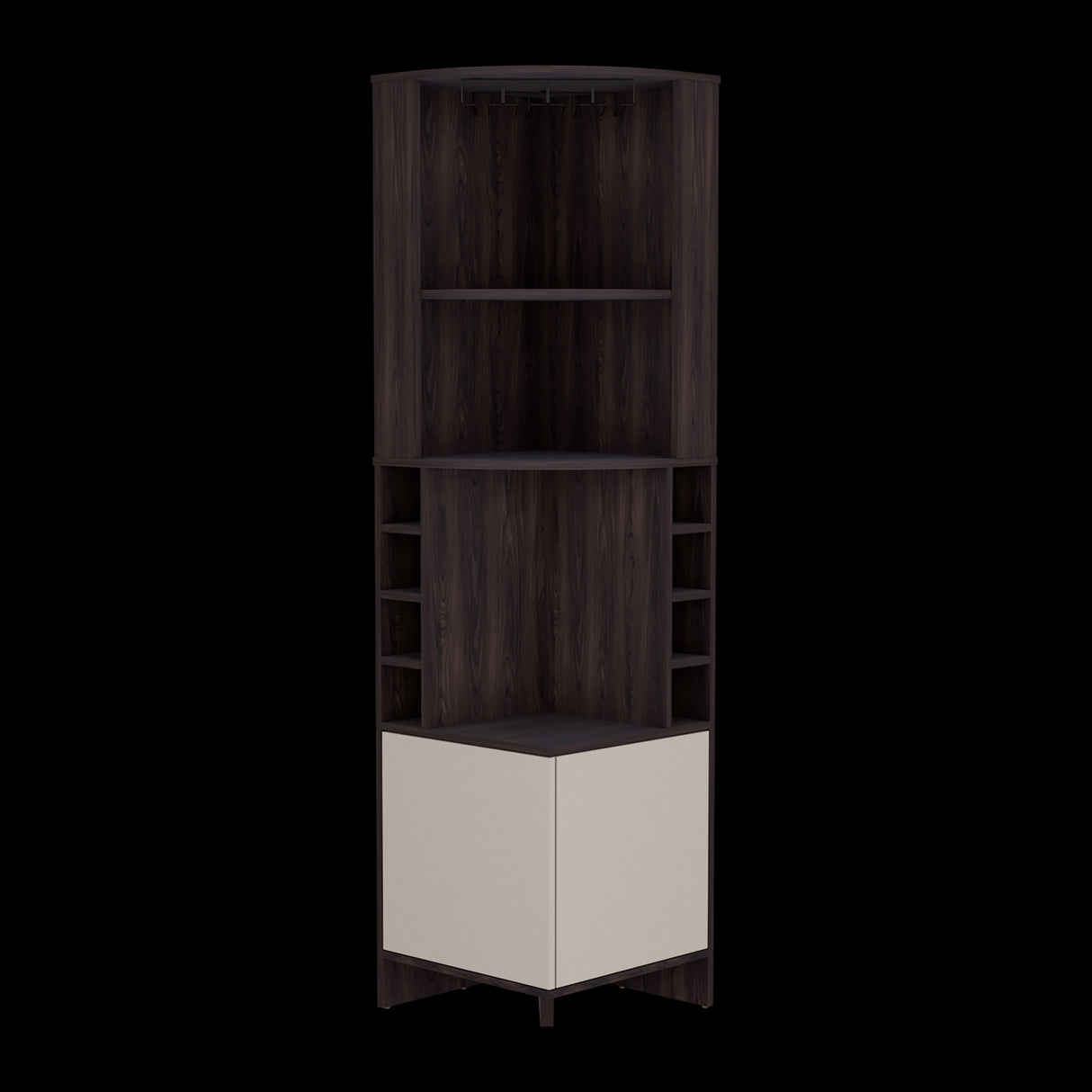 Bar Esquinero Renens Nogal 46.9x180.6cm con Siete Compartimientos con Un Portacopas y con Ocho Portabotellas - BARES | Bylmo