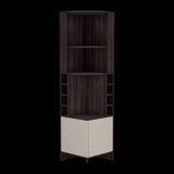 Bar Esquinero Renens Nogal 46.9x180.6cm con Siete Compartimientos con Un Portacopas y con Ocho Portabotellas - BARES | Bylmo