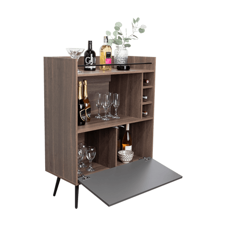 Bar Zurich Milan y Plomo 80x107.1cm con Cinco Compartimientos y con Tres Portabotellas - BARES | Bylmo