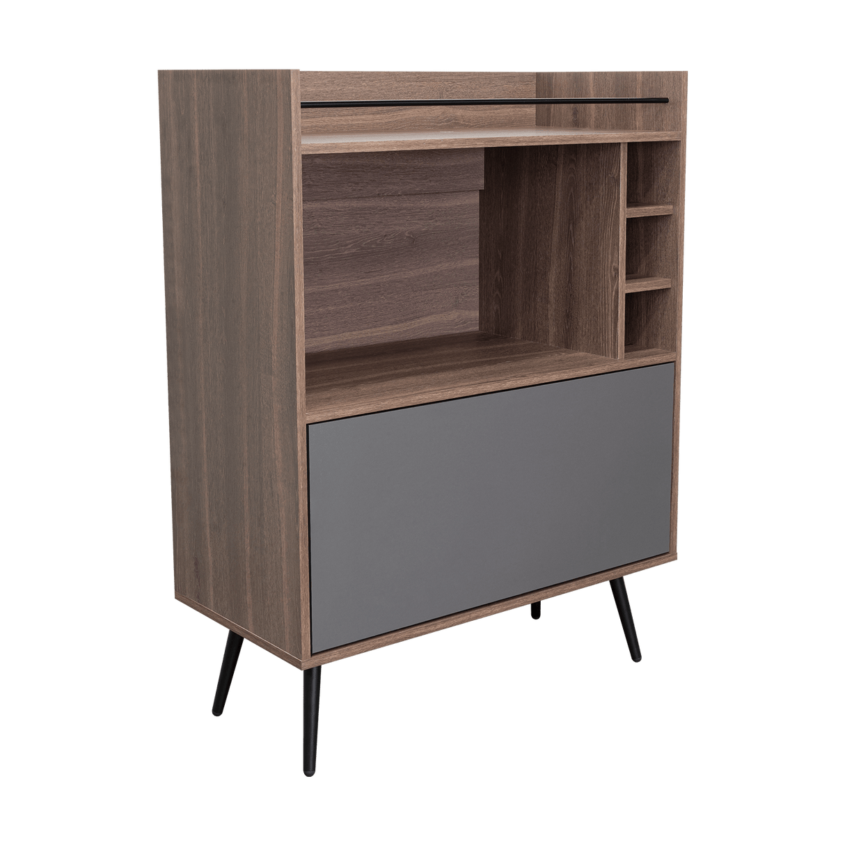Bar Zurich Milan y Plomo 80x107.1cm con Cinco Compartimientos y con Tres Portabotellas - BARES | Bylmo