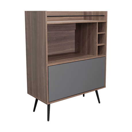 Bar Zurich Milan y Plomo 80x107.1cm con Cinco Compartimientos y con Tres Portabotellas - BARES | Bylmo