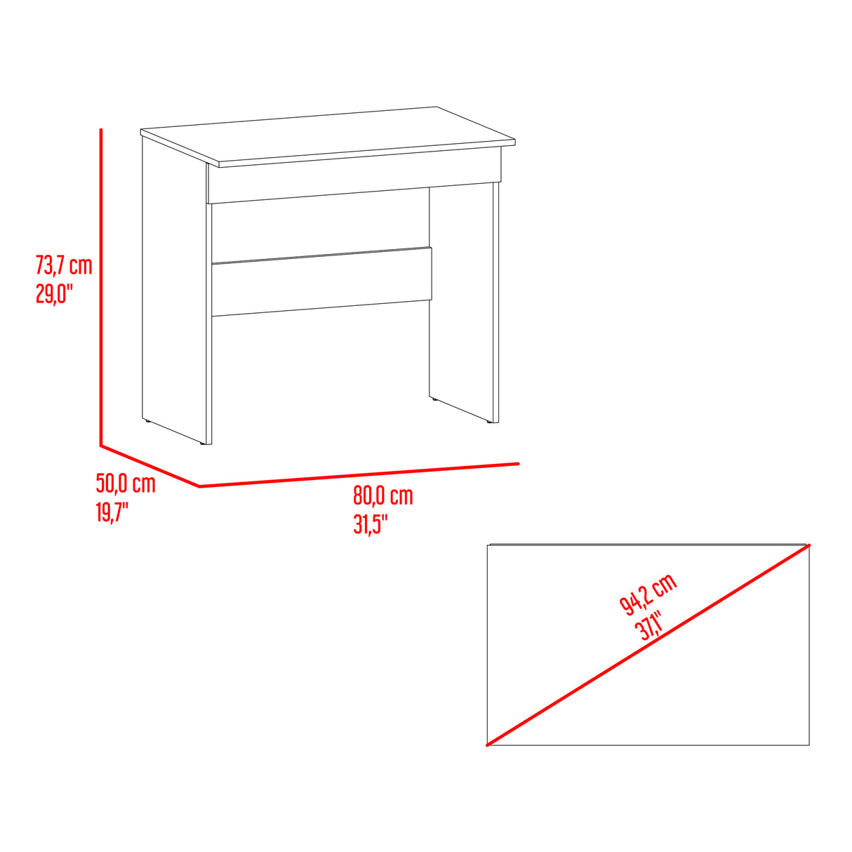 Escritorio Ohio Eco Fresno Europeo y Blanco 80x73cm con Un Cajón - ESCRITORIOS | Bylmo
