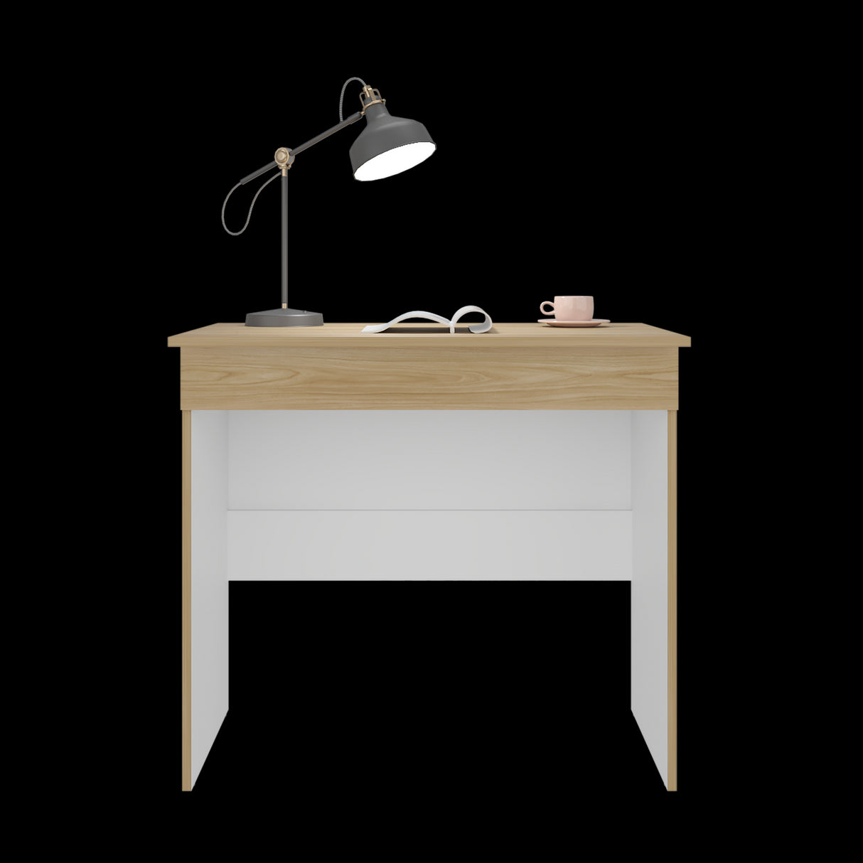 Escritorio Ohio Eco Fresno Europeo y Blanco 80x73cm con Un Cajón - ESCRITORIOS | Bylmo