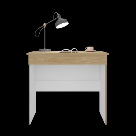 Escritorio Ohio Eco Fresno Europeo y Blanco 80x73cm con Un Cajón - ESCRITORIOS | Bylmo