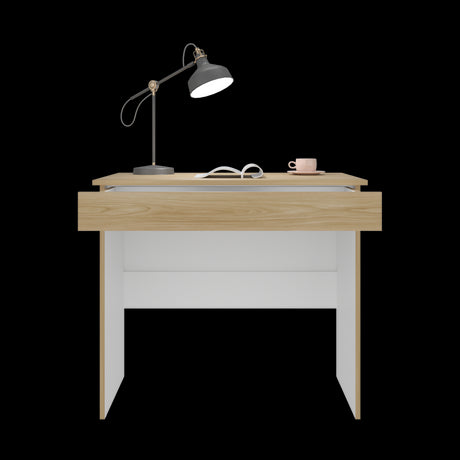 Escritorio Ohio Eco Fresno Europeo y Blanco 80x73cm con Un Cajón - ESCRITORIOS | Bylmo