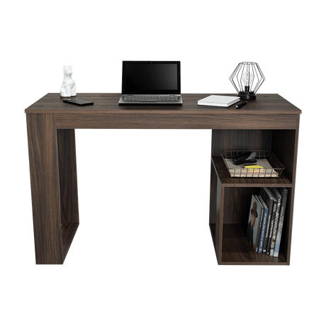 Escritorio Cuera Nogal 120x73.5cm sin Cajones y con Organizador de Libros - ESCRITORIOS | Bylmo