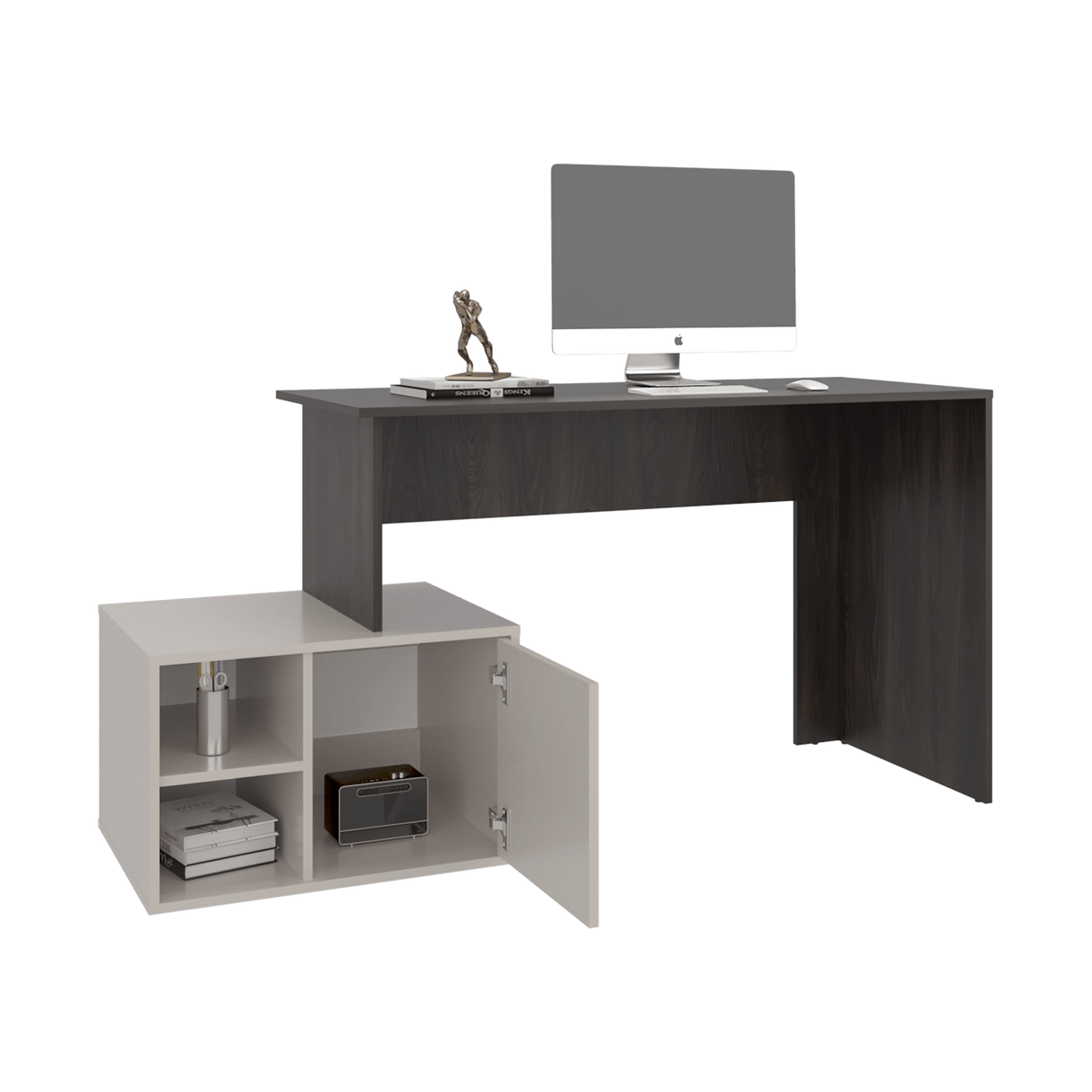 Escritorio Renens Nogal y Capri 151.5x75.6cm sin Cajones y con Organizador de Libros - ESCRITORIOS | Bylmo