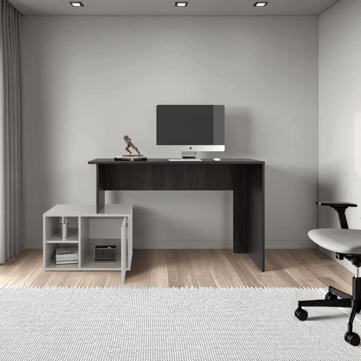 Escritorio Renens Nogal y Capri 151.5x75.6cm sin Cajones y con Organizador de Libros - ESCRITORIOS | Bylmo