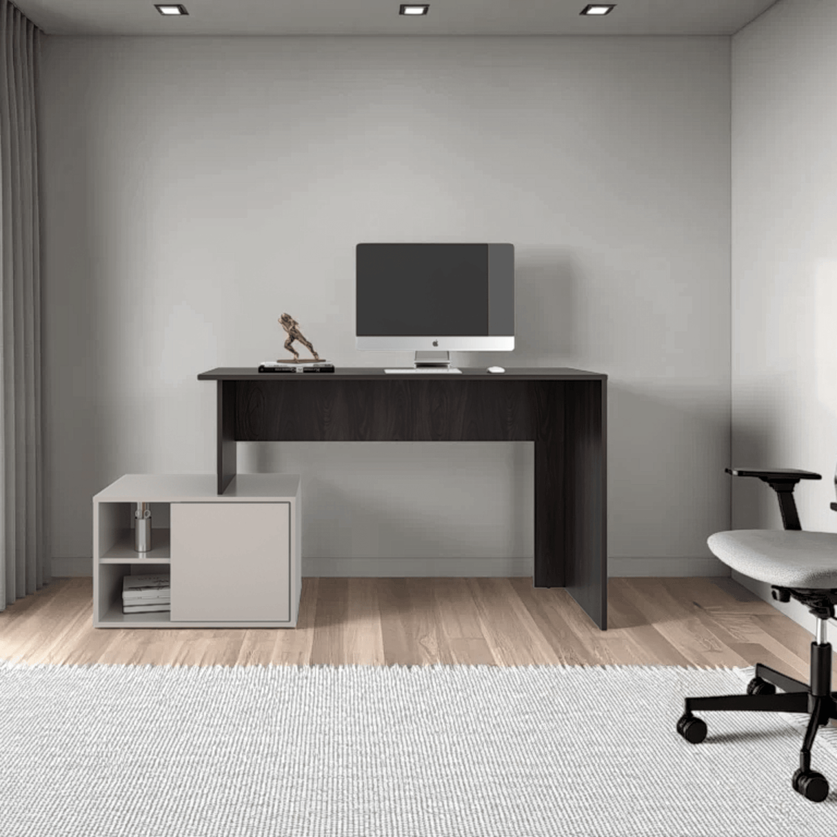 Escritorio Renens Nogal y Capri 151.5x75.6cm sin Cajones y con Organizador de Libros - ESCRITORIOS | Bylmo