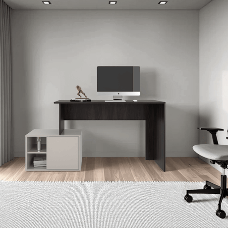 Escritorio Renens Nogal y Capri 151.5x75.6cm sin Cajones y con Organizador de Libros - ESCRITORIOS | Bylmo