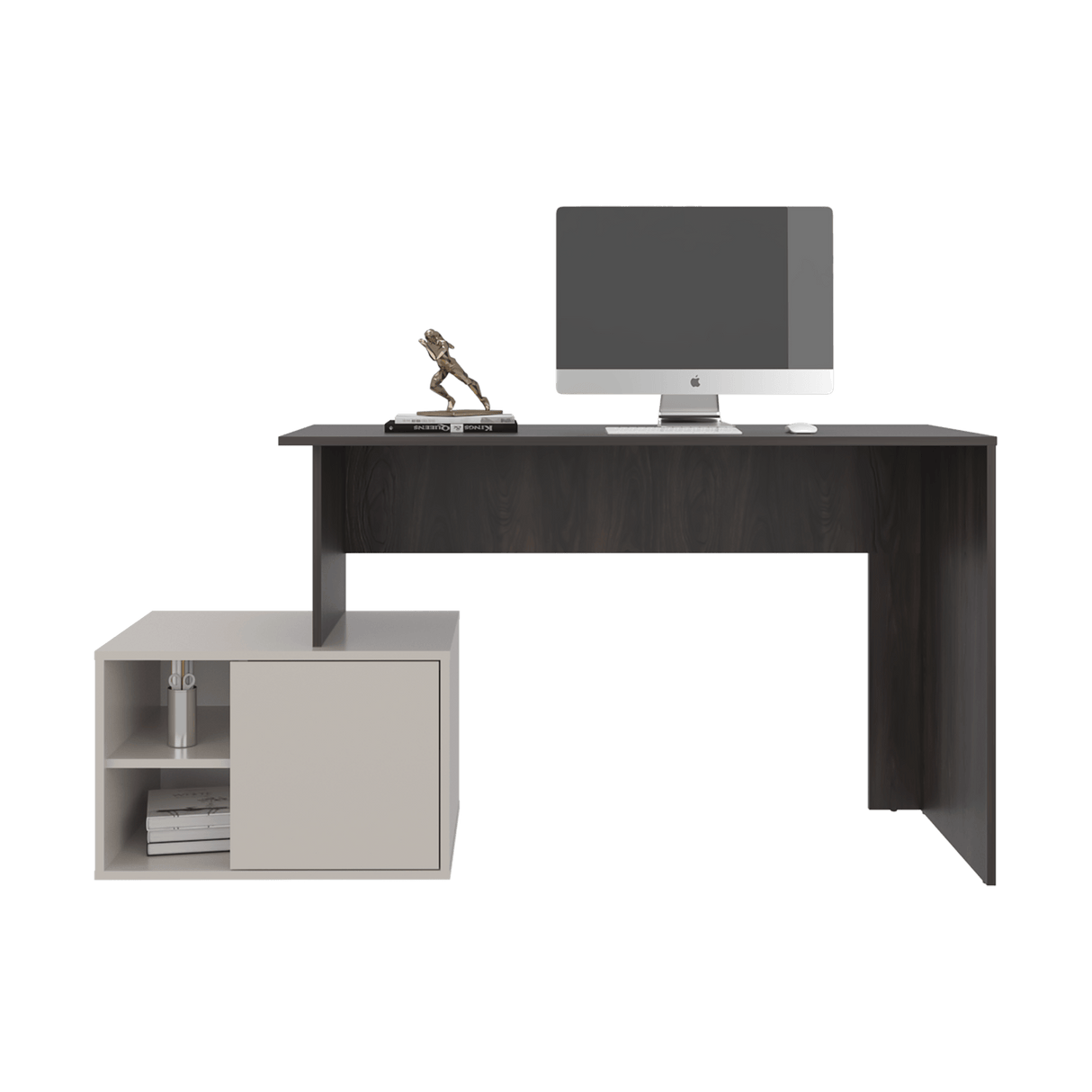 Escritorio Renens Nogal y Capri 151.5x75.6cm sin Cajones y con Organizador de Libros - ESCRITORIOS | Bylmo