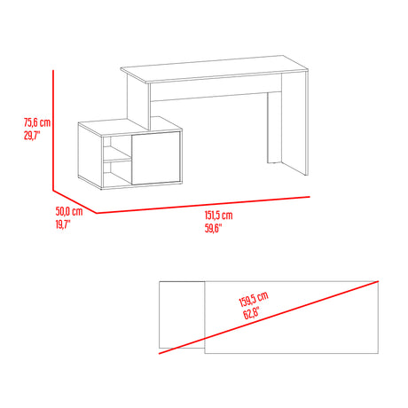 Escritorio Renens Nogal y Capri 151.5x75.6cm sin Cajones y con Organizador de Libros - ESCRITORIOS | Bylmo