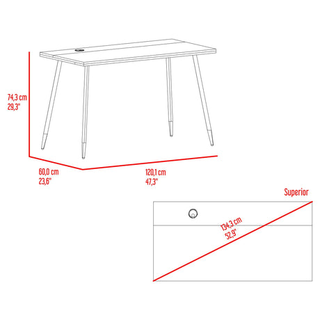 Escritorio Zurich Milan y Plomo 120.1x74.3cm sin Cajones - ESCRITORIOS | Bylmo