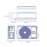 Aire Acondicionado Kalley Split Inverter Blanco Brillante 80.5x29.6cm 220 Voltios con Temporizador y con Control Remoto - AIRES ACONDICIONADOS | Bylmo
